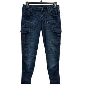 Buffalo David Bitton Women’s Giselle Cargo Jeans Blue Stretch Skinny Size 26